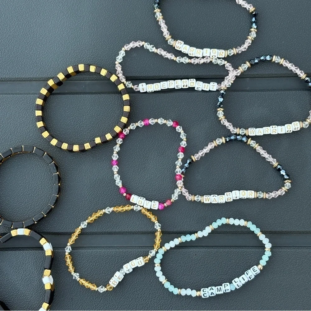 Beaded Stretch Bracelets Lot of 10 Inspirational Gifts Camp Warrior Love Be You